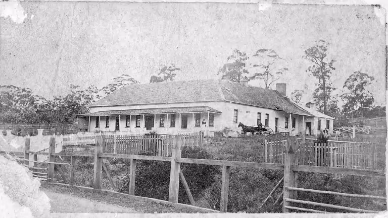 An old black and white photograph of the inn